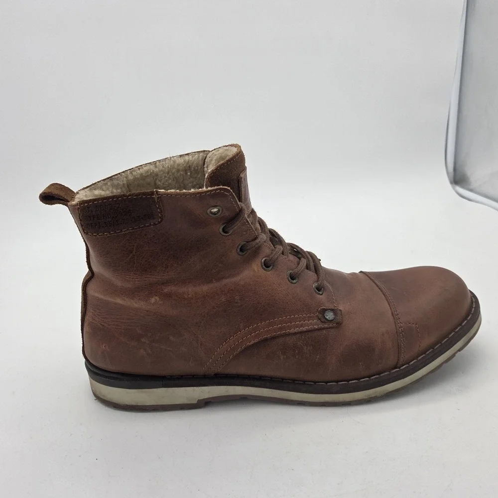 Bull Boxer Gelos Boots Mens Sz 12 Brown Leather Sherpa lining Chukka Military